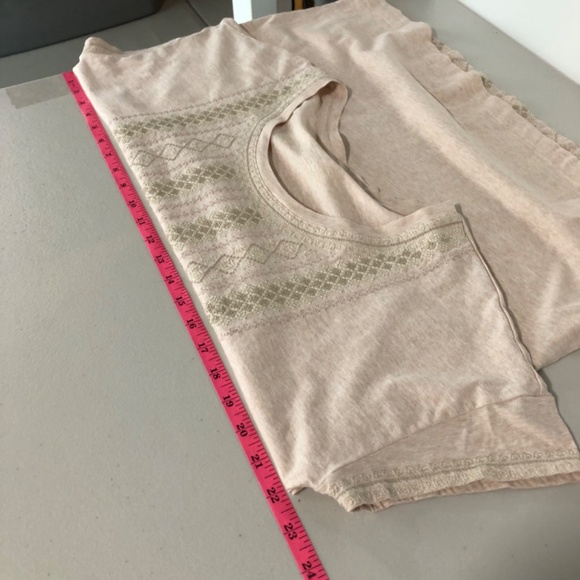 J Jill Pure Jill Womens Embroidered Scoop Neck Tee Size Medium Cream Cotton Boho - Picture 7 of 10